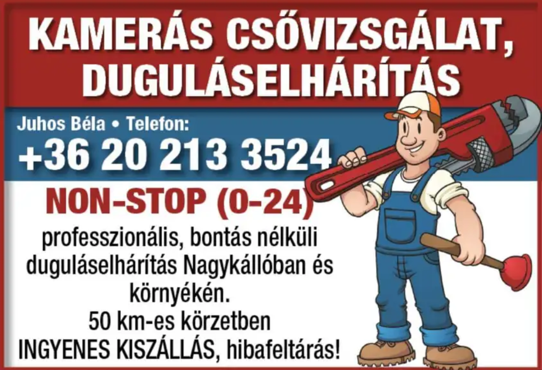 Kamerás csővizsgálat, duguláselhárítás